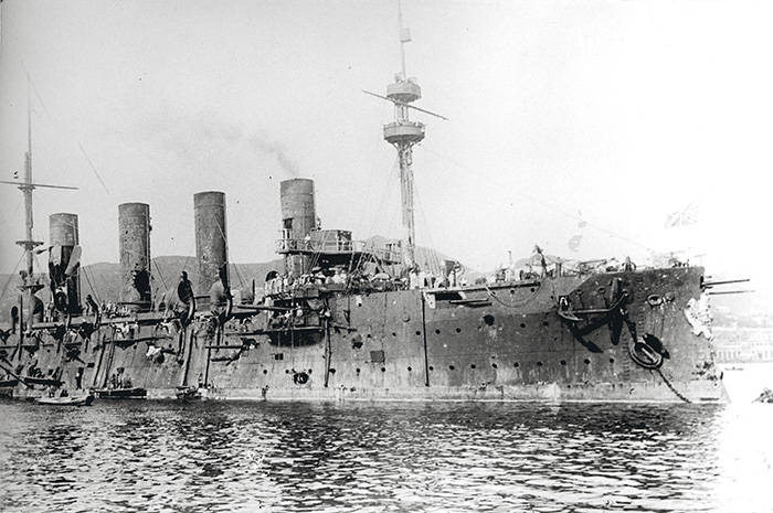 Крейсер «Россия» после боя в Корейском проливе