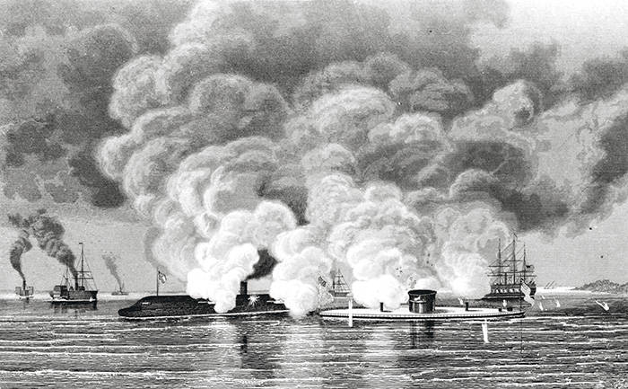 Бой «Монитора» и «Мерримака» на Хэмптонском рейде 9 марта 1862 г.