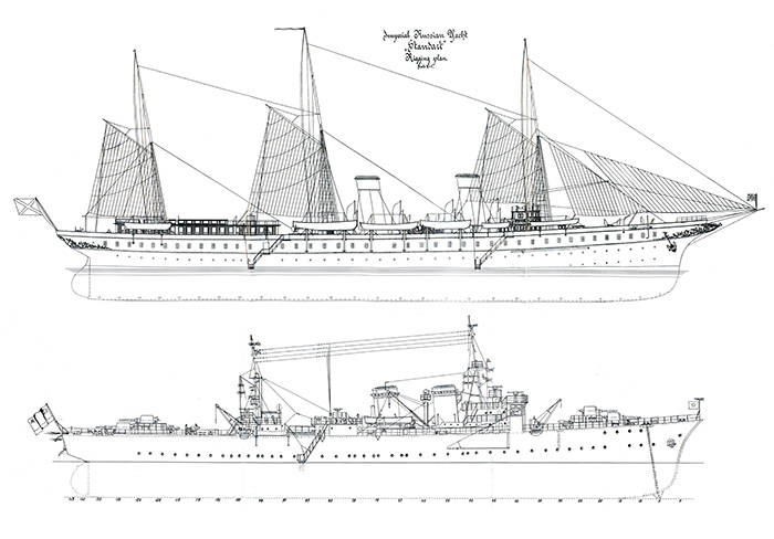Сверху вниз: 
Императорская яхта 