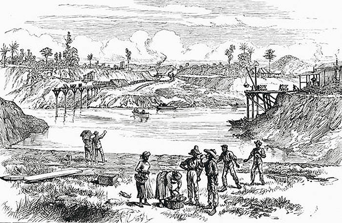 Рабочим-индейцам привезли воду и продовольствие, 1888 год